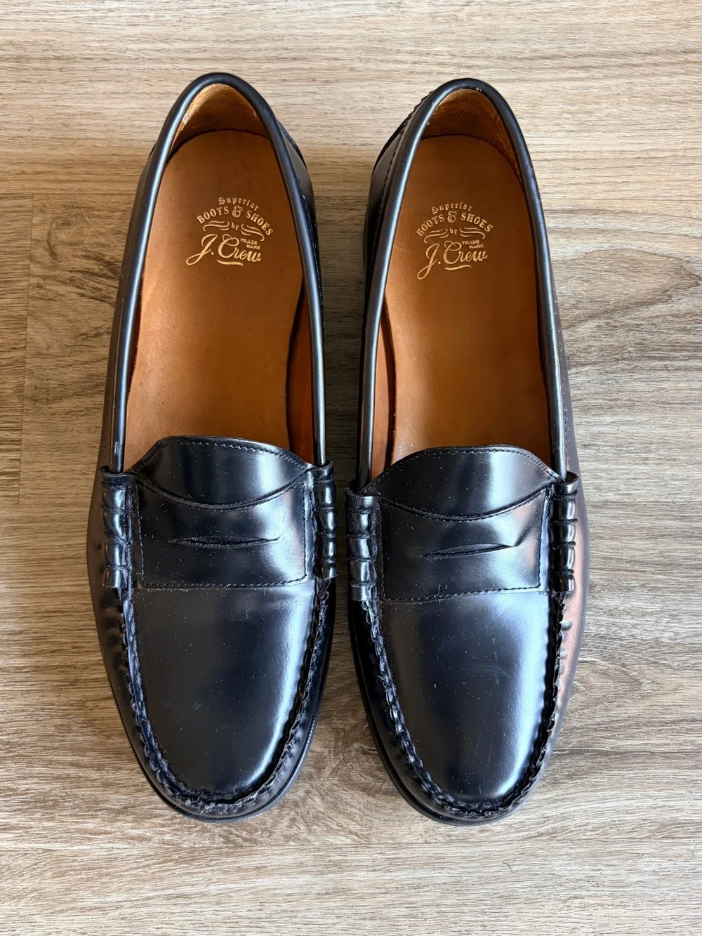 J. Crew Black Leather Penny Loafers